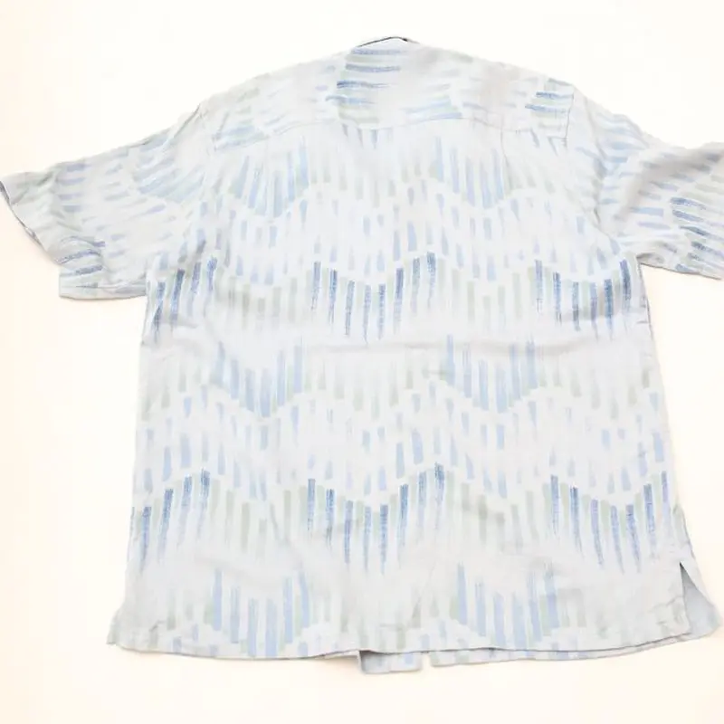 総柄 シルク 半袖シャツ Silk Shirt | Blue