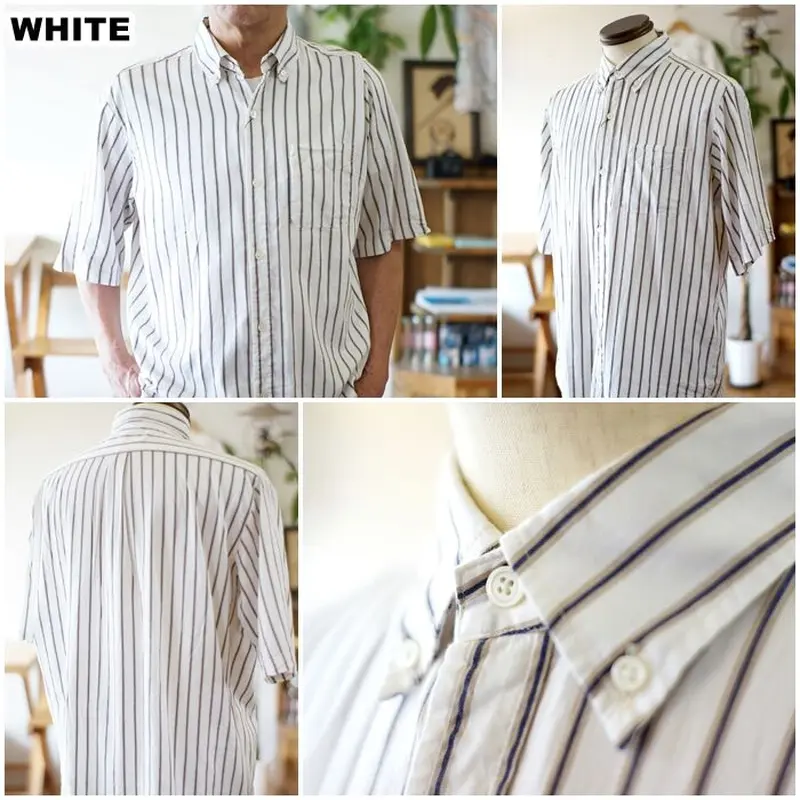 パターン アロウドトゥアンフォールド ストライプ半袖ボタンダウン