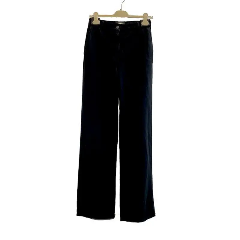 ザ・ロウ THE ROW ストレートパンツ コットン ブラック | YOKOAUNTY