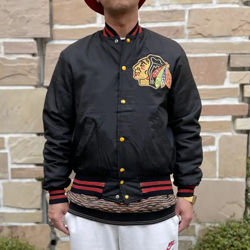 NHL BLACK HAWKS/シカゴブラックホークス ナイロンスタジャン 90年前後