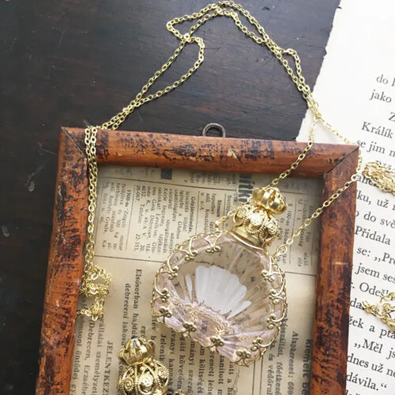 Bohemia Glass Perfume Bottle Necklace B ボヘミアガラス...