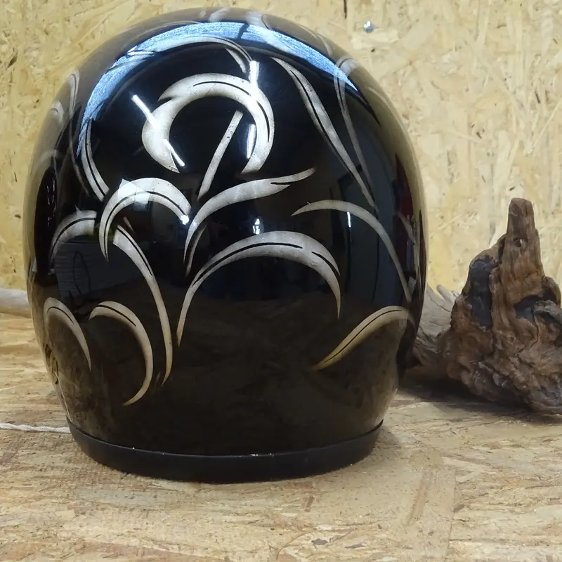 TT&CO ジェットヘル カスタムペイント シルバーリーフ ブラック 黒 | G