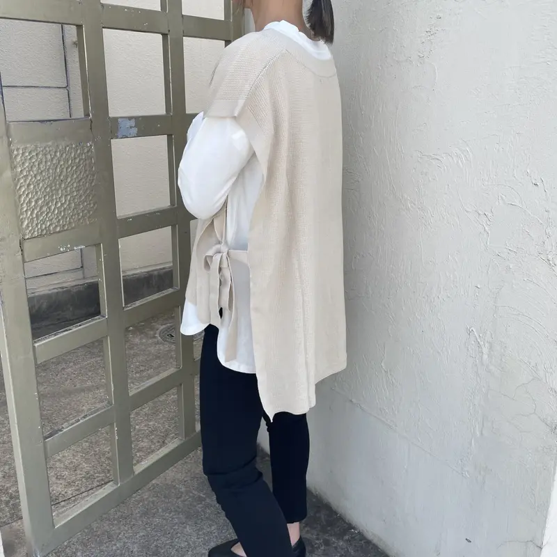 オーバーサイズサイドリボンニットベスト(2color) | COPINE