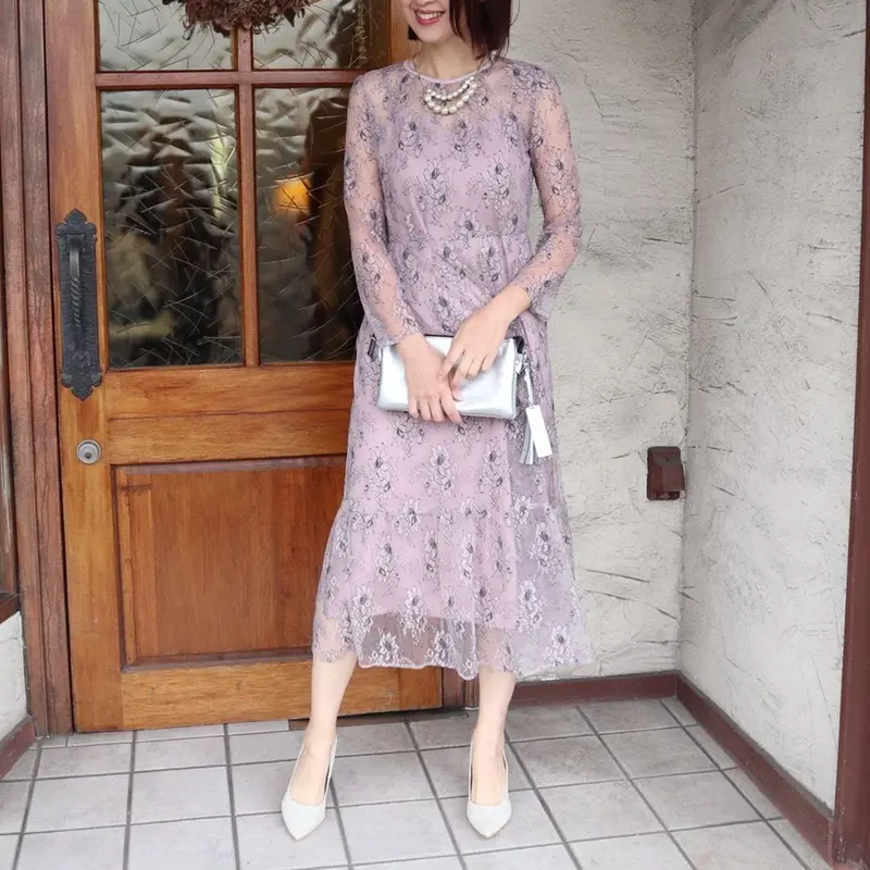 kaene オールレースAラインワンピース マタニティドレス 結婚式