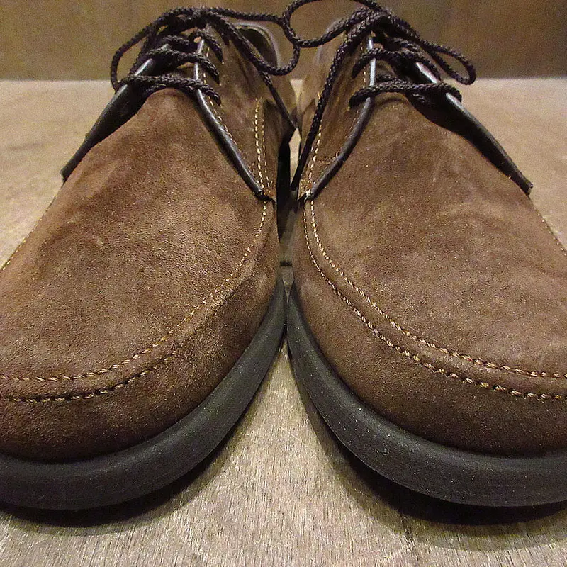 ビンテージ80's○DEADSTOCK Hush PuppiesスウェードUチップシューズ茶8...