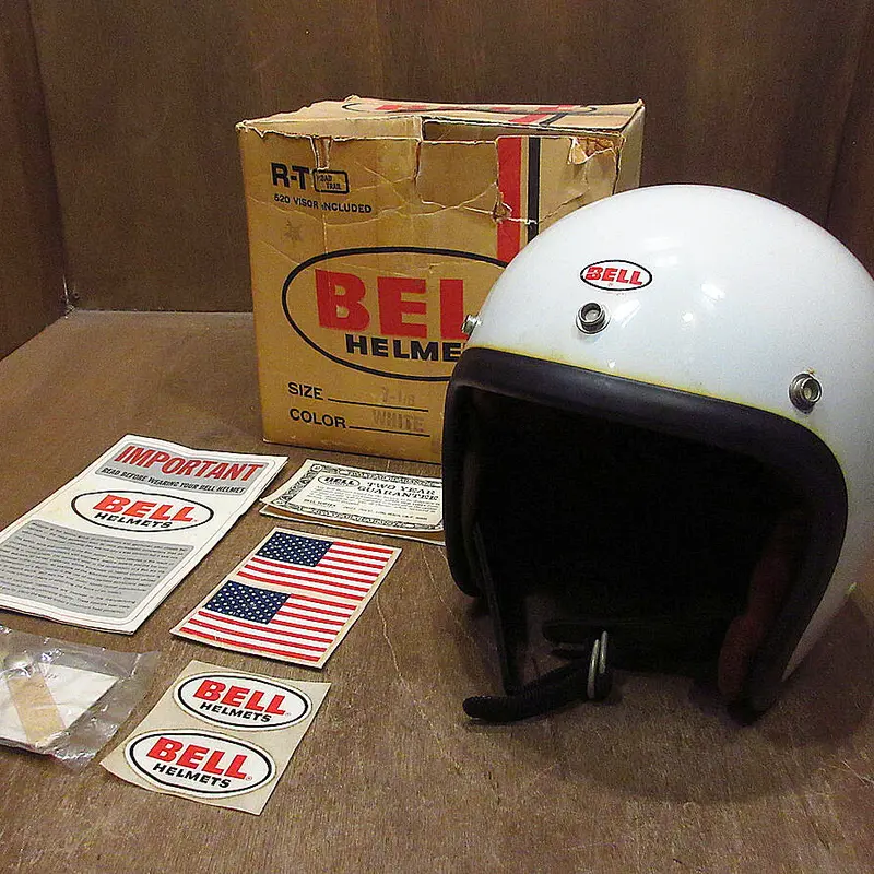 ビンテージ70's○箱付きBELL R-Tジェットヘルメット白7 3/8○220111i2-h...