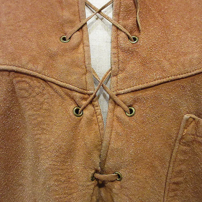 ビンテージ50's60's○ディアスキンヌバックレースアッププルオーバー