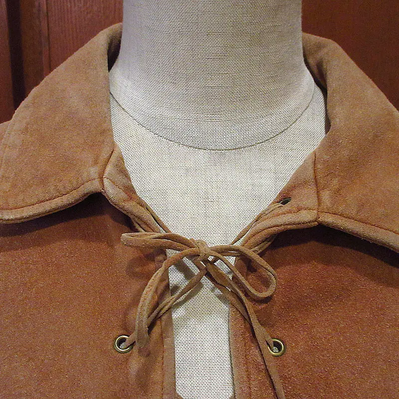 ビンテージ50's60's○ディアスキンヌバックレースアッププルオーバー