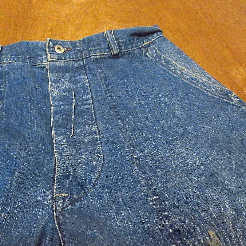 ビンテージ40's○U.S.NAVYメタルボタンデニムベイカーパンツ実寸W77cm