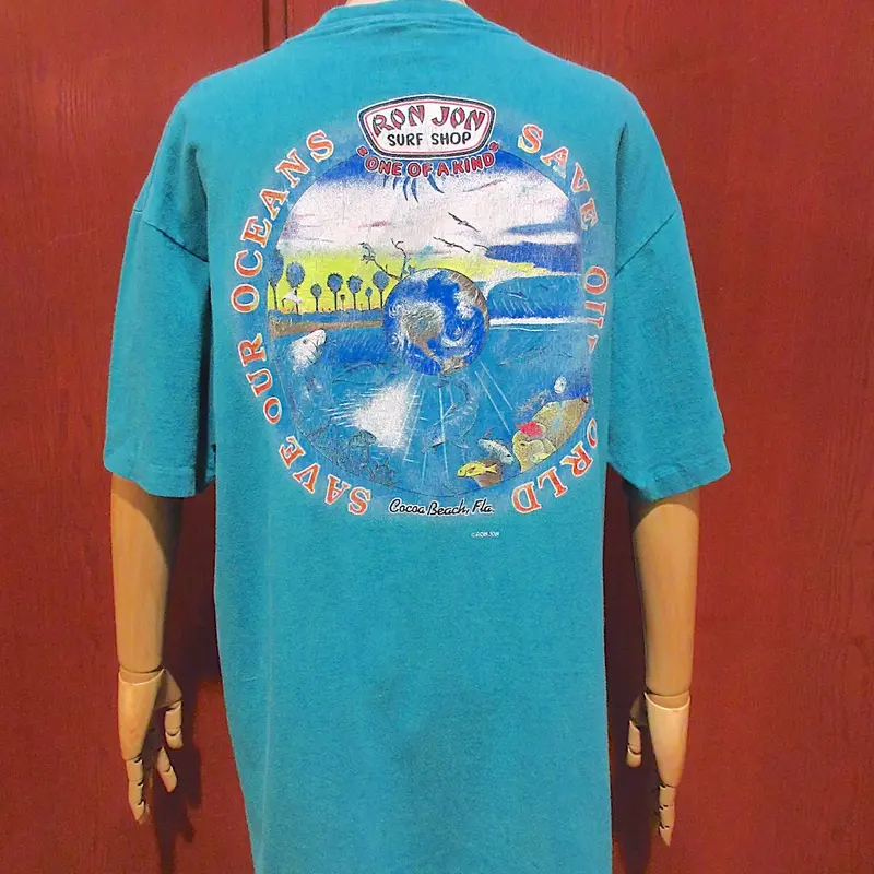 ビンテージ80's○RON JON SURF SHOP両面プリントポケットTシャツsize X...