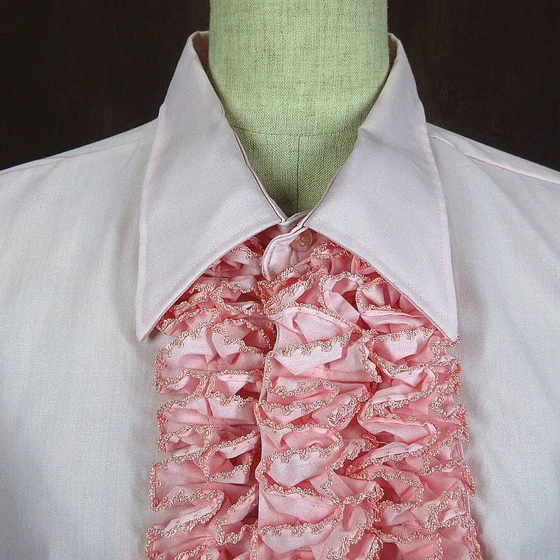 ビンテージ70's○after SixフリルドレスシャツピンクL2 B○220621i2-m-...