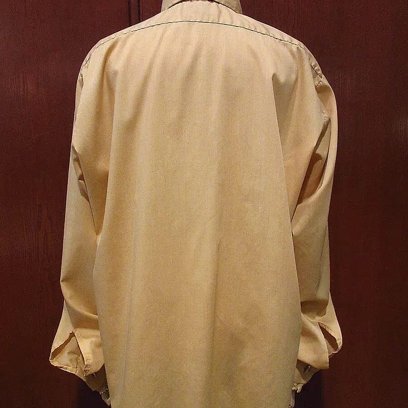 ビンテージ70's○L&M Fashionsテニスカフスフリルドレスシャツ黄size