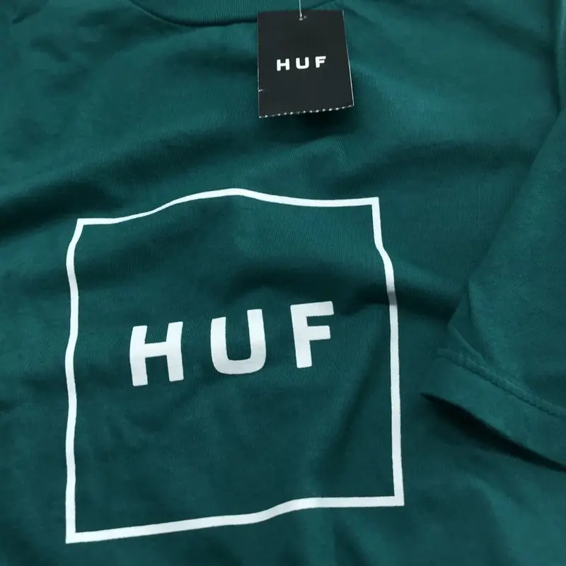 HUF ハフ BOXロゴ ボックスロゴ 半袖 クルーネック Tシャツ 緑