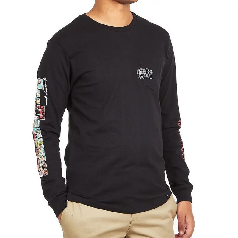 HUF ハフ ワールドワイド 長袖 Tシャツ ポケット付 ロンT 黒