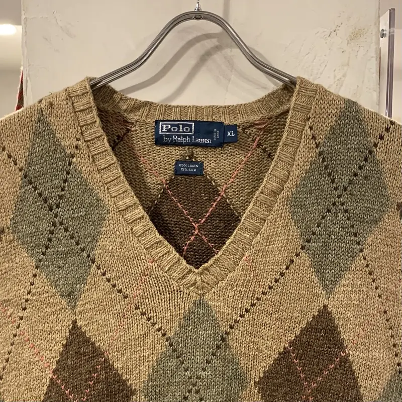 POLO by Ralph Lauren リネン×シルク ニットベスト アーガイル 柄