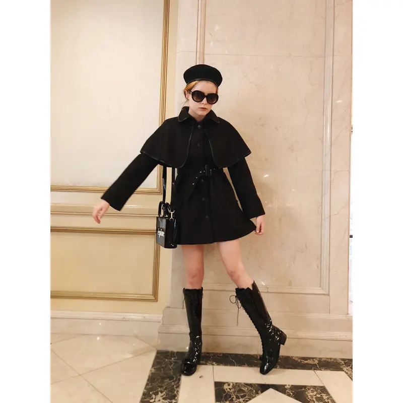 piping cape 2way coat black | épine