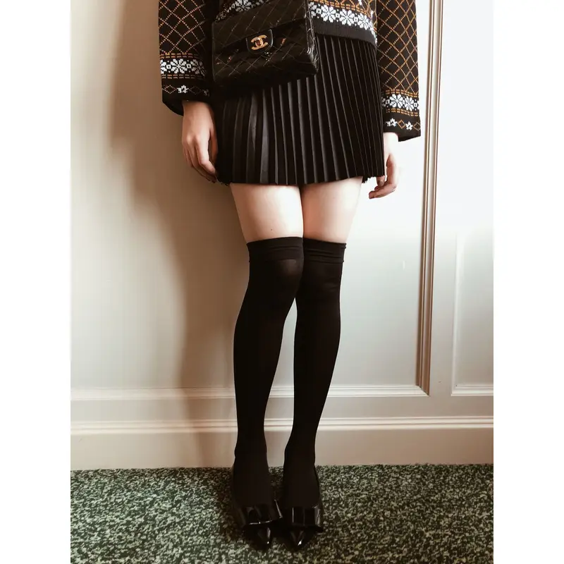 suède pleats mini skirt black | épine