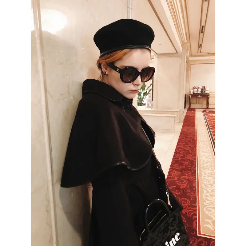 piping cape 2way coat black | épine