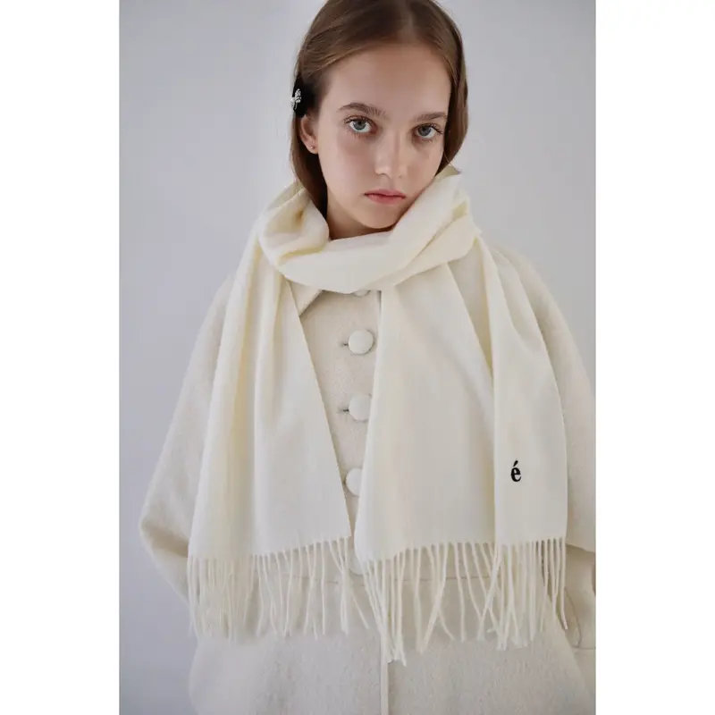 エピヌ epine mohair fringe muffler ivory