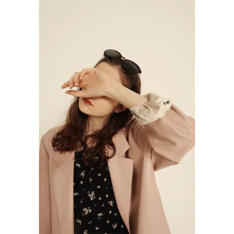 épine logo lining leather jacket pink | épine