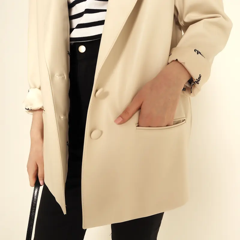 épine logo lining leather jacket ivory | épine