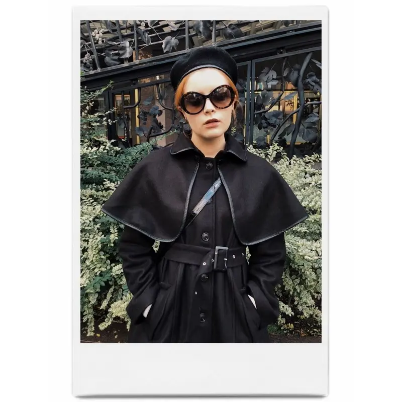 piping cape 2way coat black | épine