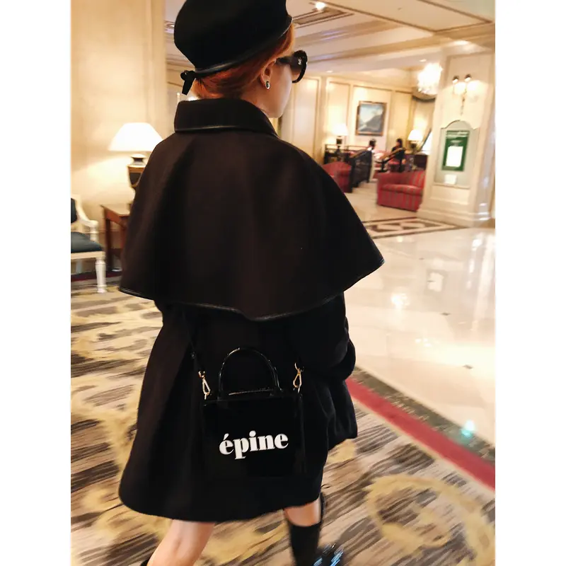 piping cape 2way coat black | épine