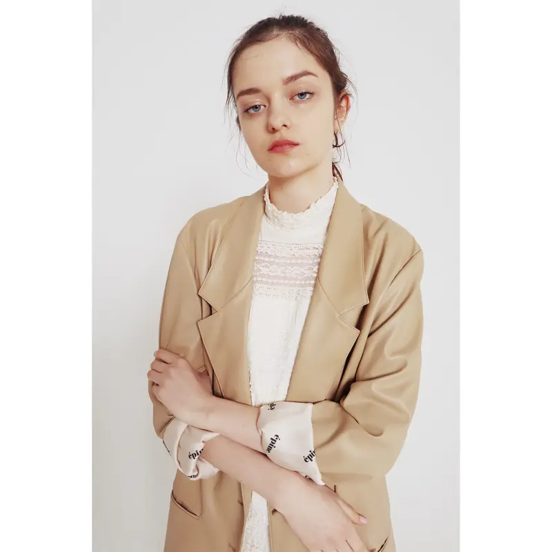 épine logo lining leather jacket beige | épine