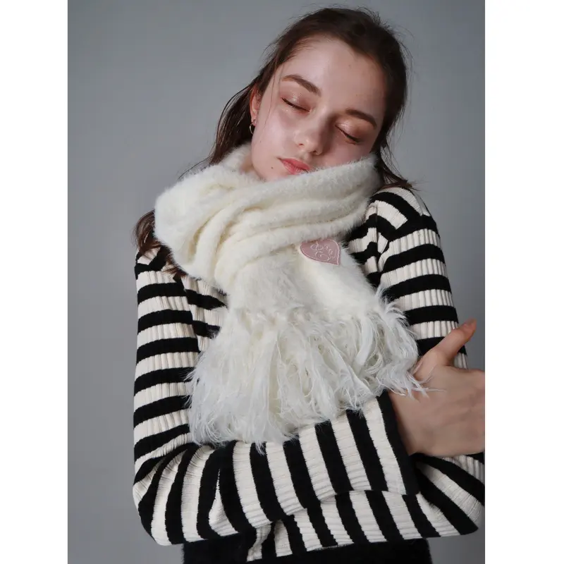 ♡Éé mohair fringe muffler （3color） | épine
