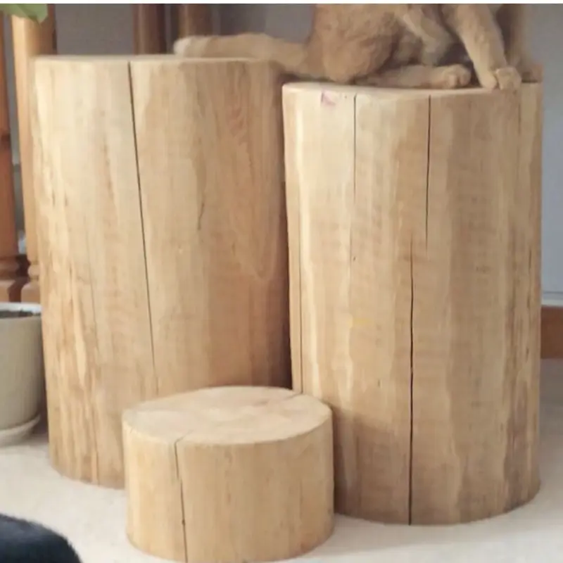 ヒノキの丸太【Sサイズ】h 直径23cm×高さ15cm ※サンディングペーパー2