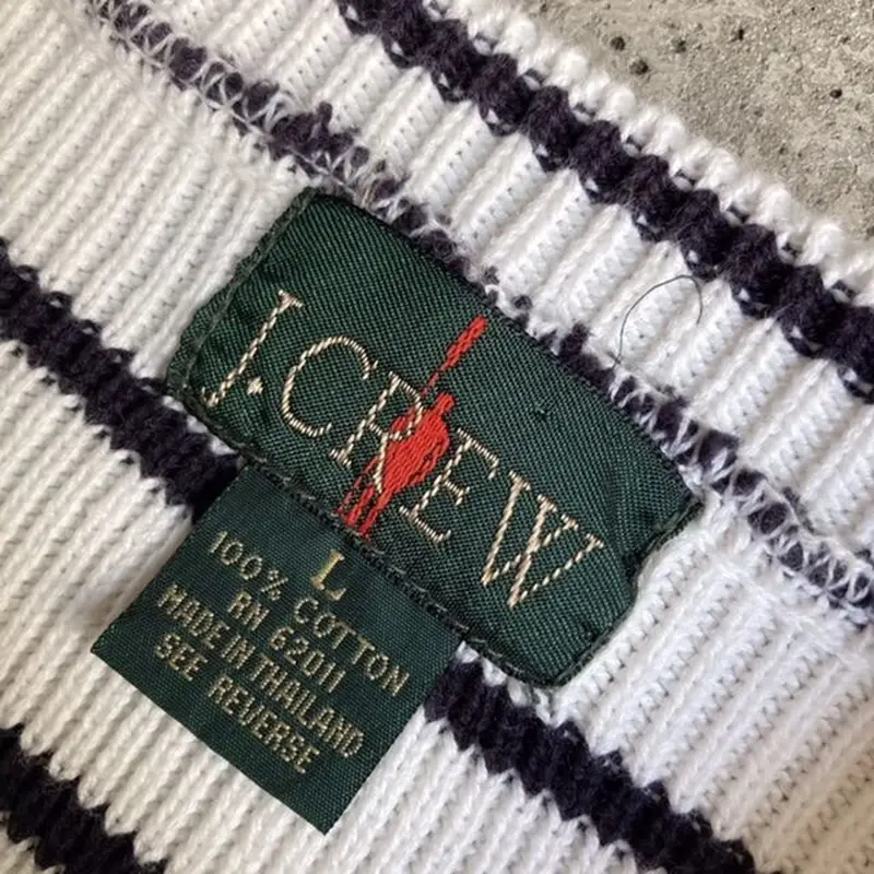 1990s J.CREW cotton border knit sweater | FRANK...