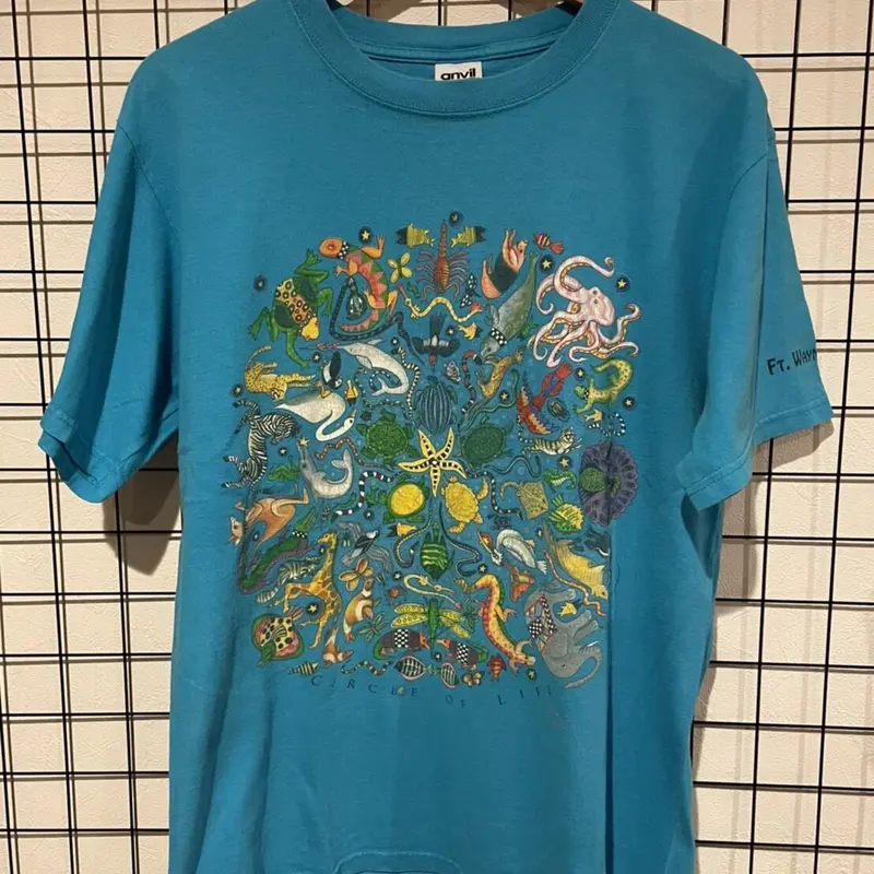 anvil アニマル ビッグプリント tシャツ Mサイズ ライトブルー | 古着