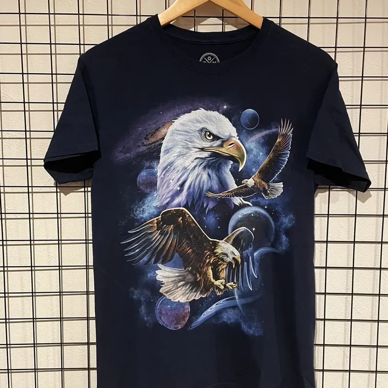 DOM アニマルプリント 鷲 半袖Tシャツ Sサイズ ネイビー A145 | 古着屋