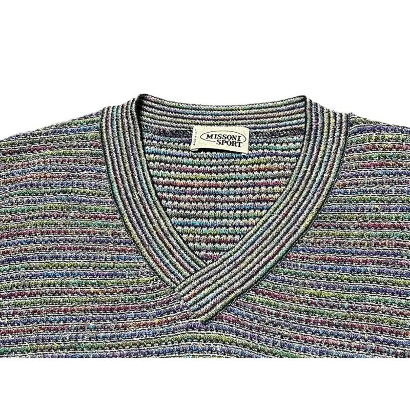 MADE IN ITALY製 MISSONI SPORT Vネックセーター マルチカラー 48...
