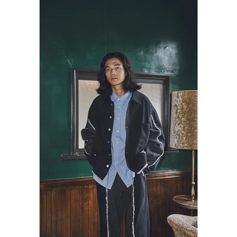 fringe denim jacket【black】 | GIDEAL.