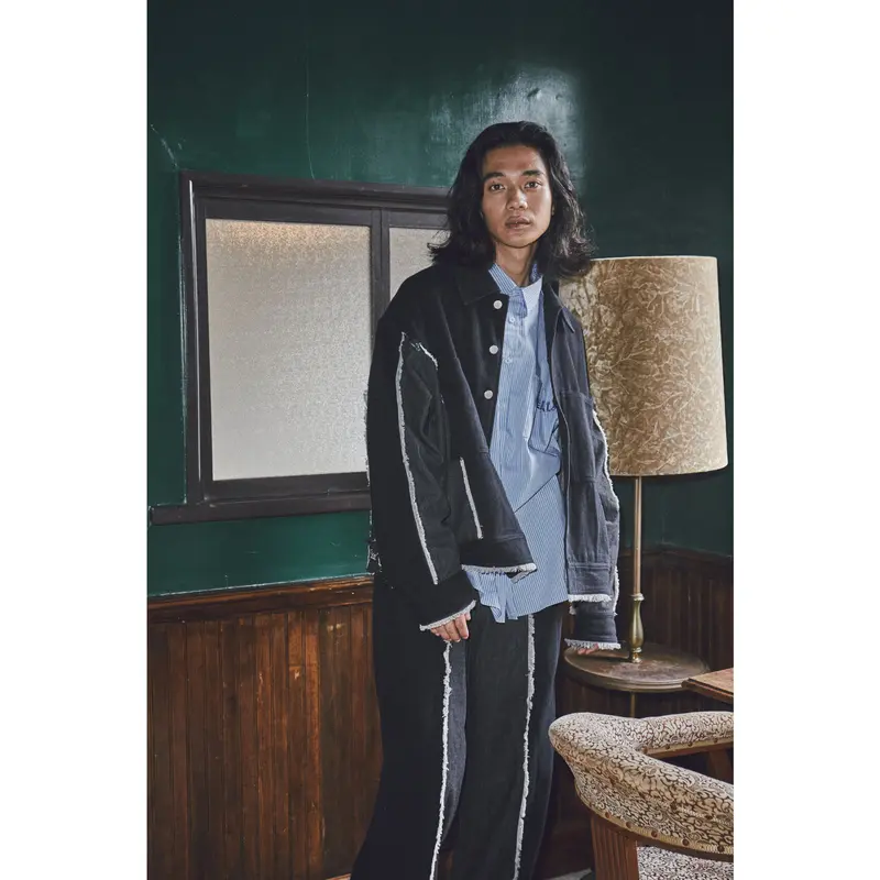 fringe denim jacket【black】 | GIDEAL.