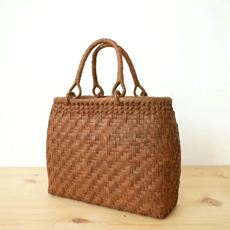 山ぶどう｜山葡萄｜かごバッグ｜やまぶどう籠削丸リング手(中)｜SA