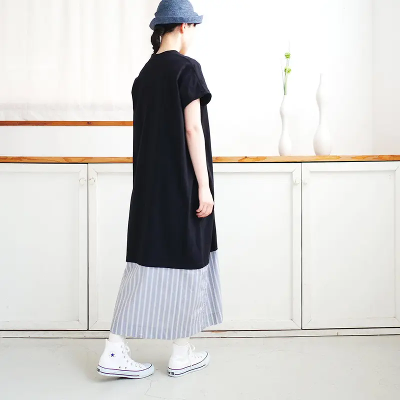 dahl'ia ｜ダリア ｜ ヘムストライプ リメイクワンピース ｜ブラック