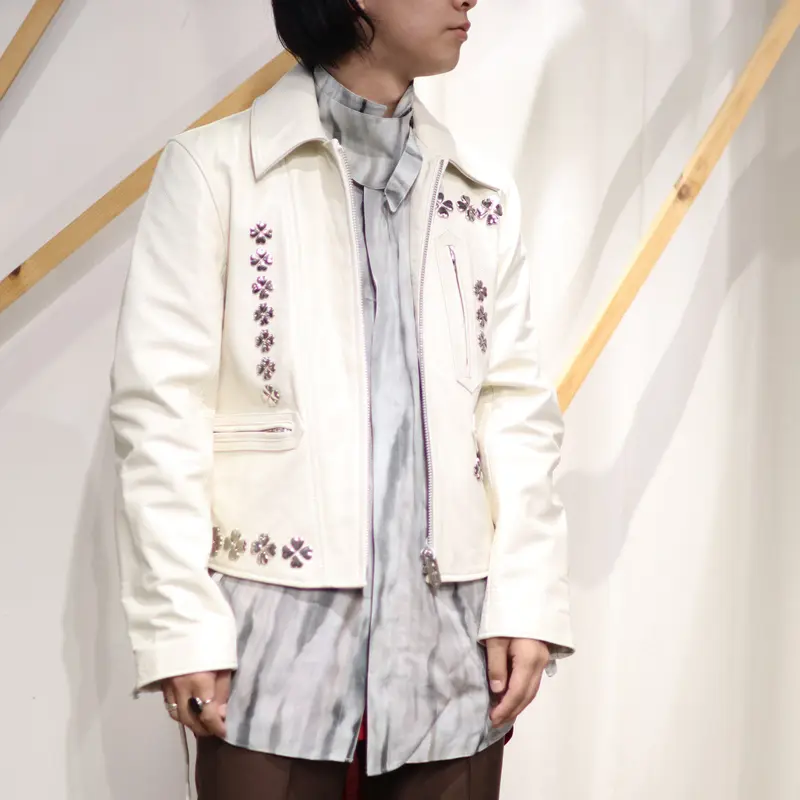 MASU CLOVER STUDS RIDERS JACKET(PUREWHITE) MCFW...