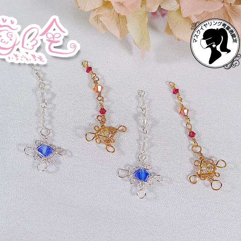 ピアス ワイヤーアート オーロラブラウン＆ホワイト