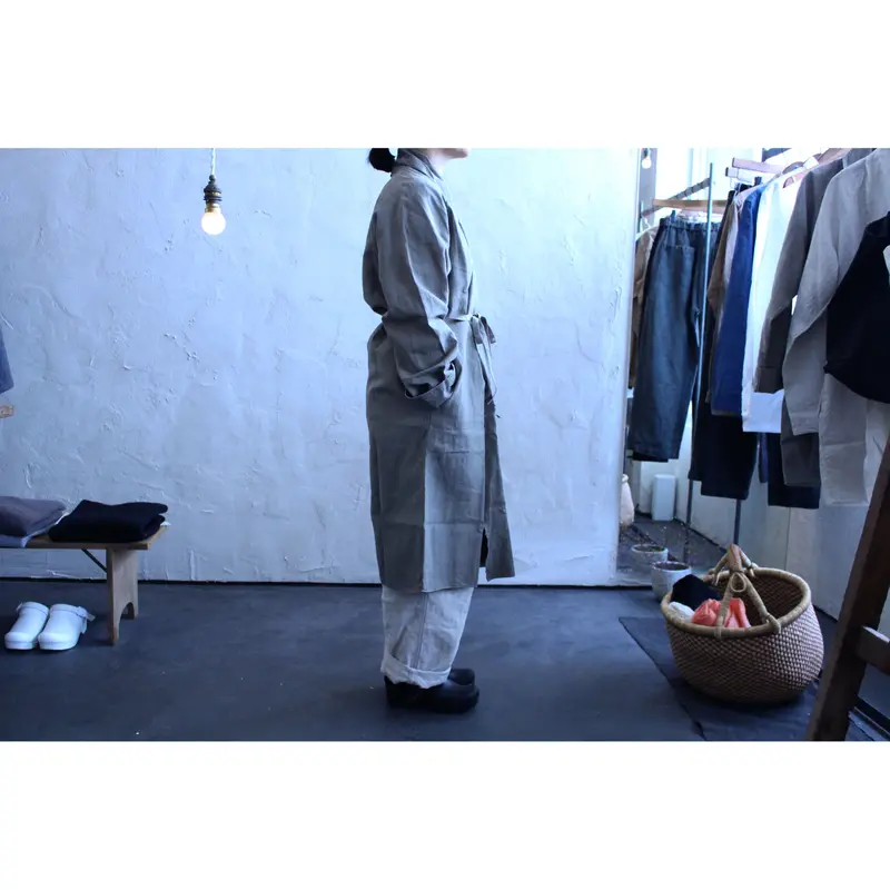 大麻ロング羽織 高密度 蓬_ヨモギ(草木染) / MITTAN | SoL