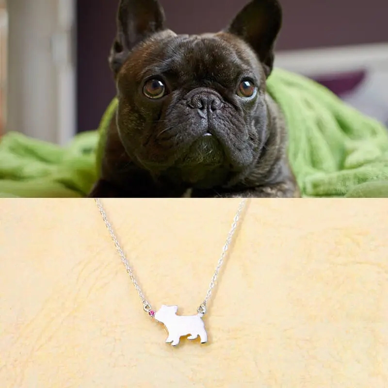 フレンチブルドッグ シルエットペンダントネックレス シルバー素材