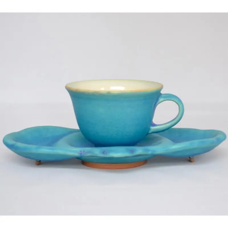 大嶺工房 やちむん コーヒーカップ&ソーサー（小皿）ペルシャブルー
