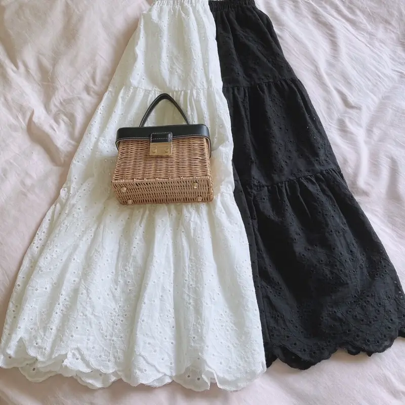 コットンレーススカート(BLACK/WHITE) | GLOW