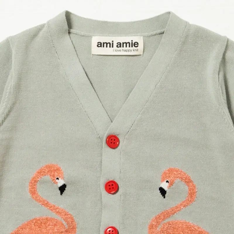 ami amie 】フラミンゴカーディガン -80〜90size- | 木宮商店 -蔵前-