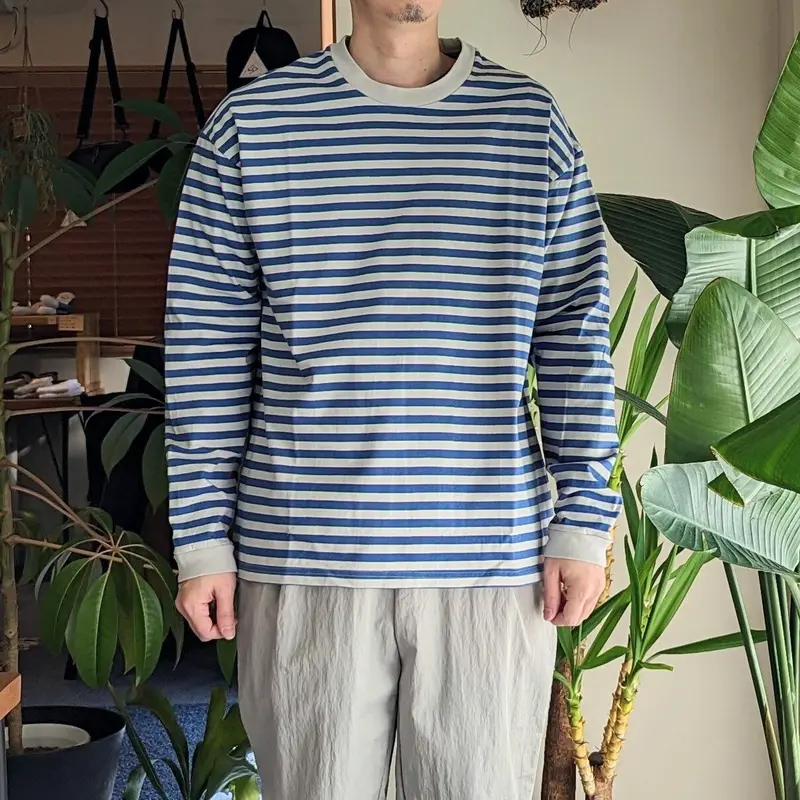 maillot＊フェード ボーダー クルーネック ロングTee マイヨ レッド