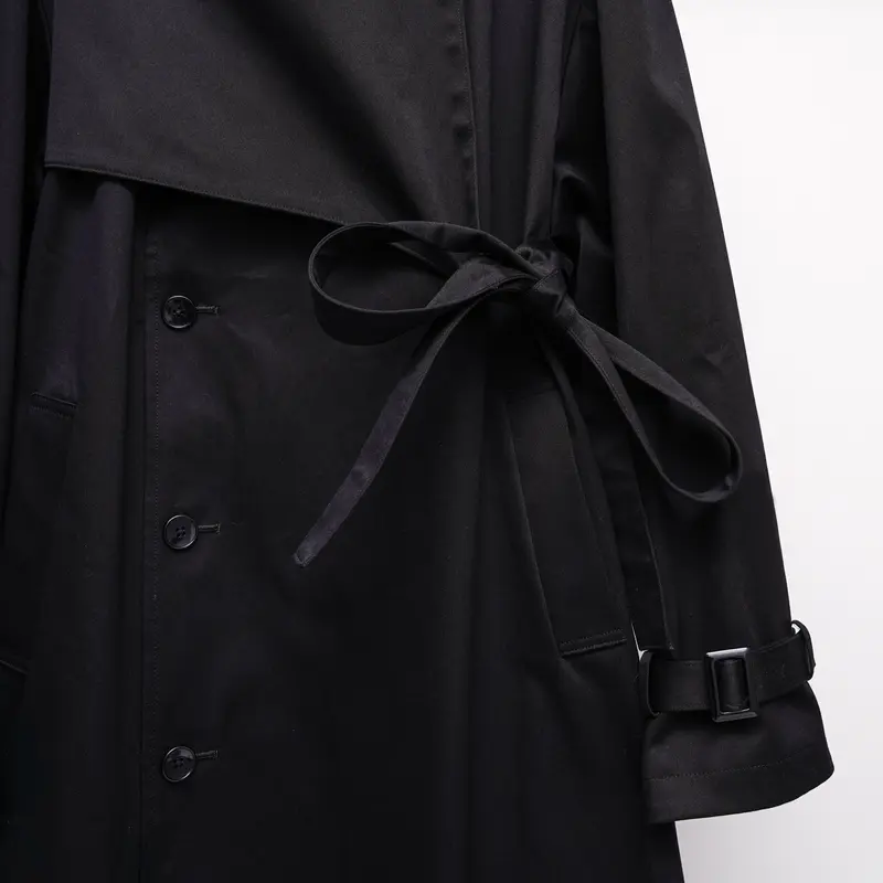 KEISUKE YOSHIDA> Belted Trench Coat , Black |