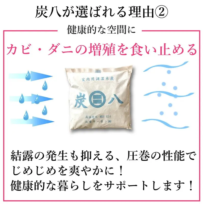 炭八 3ℓセット(3L×5袋+小袋×2袋) 除湿剤 消臭 調湿 押入 収納