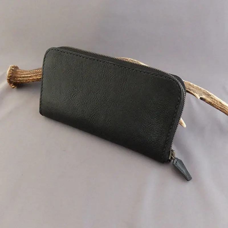 黒革レザークラフト ロングウォレット RW-１ | 黒革 レザークラフト