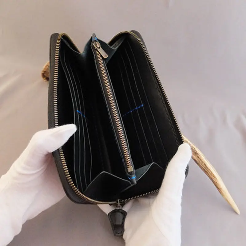 黒革レザークラフト ロングウォレット RW-１ | 黒革 レザークラフト